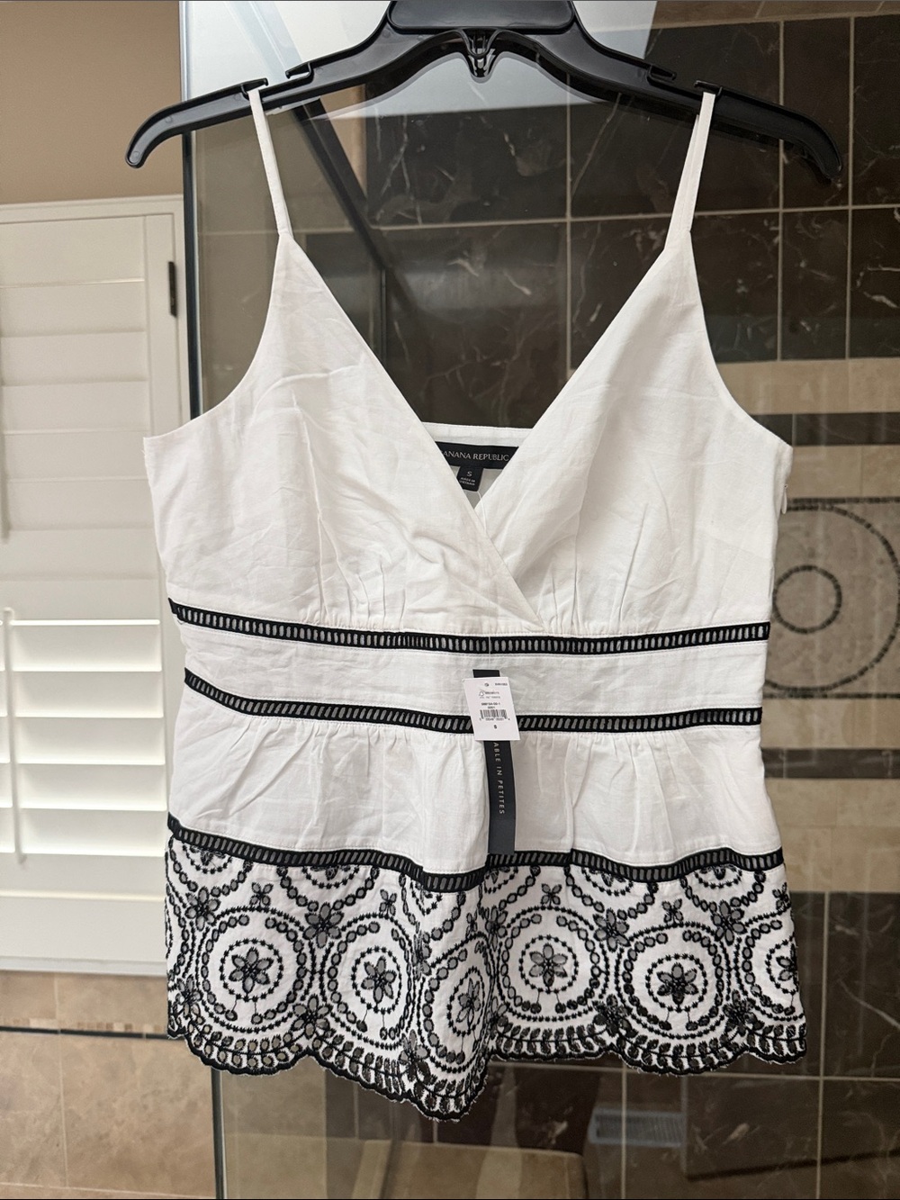 Banana Republic White Strapless Embroidered Waist-Detail Dress